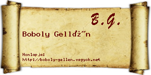 Boboly Gellén névjegykártya
